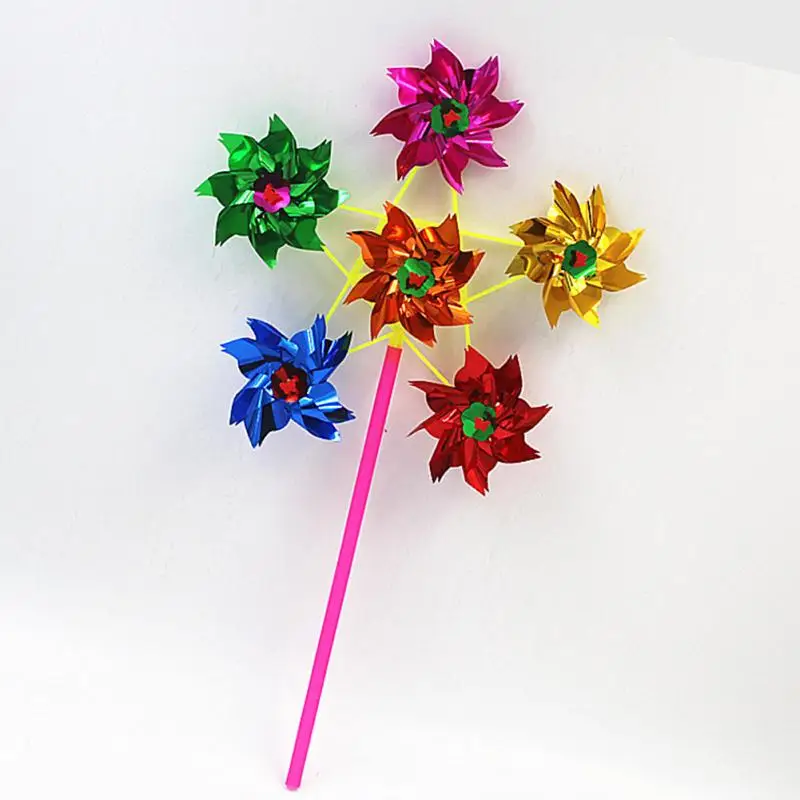 6 колеса красочные пластиковые блестки ветряная мельница вихрегиг ветер Спиннер