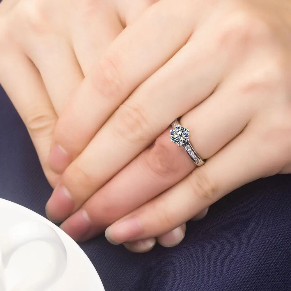 

Genuine Gold Brand 1CT Diamond Ring Solid 14K White Gold Jewelry Semi Mount Statement Anniversary Ring Prongs Setting