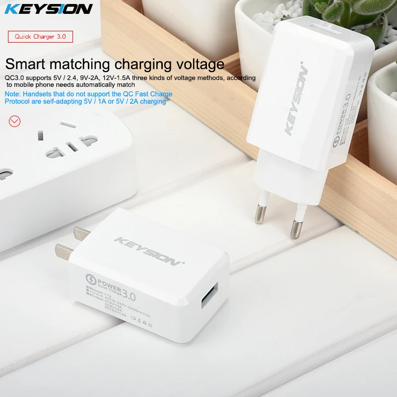KEYSION Быстрый Зарядное устройство QC 3 0 быстрой зарядки с usb портом для путешествий