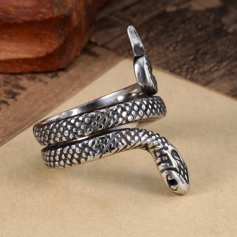 Мужской черный панк кольцо уникальная змеиная индивидуальная из нержавеющей стали ювелирные изделия
