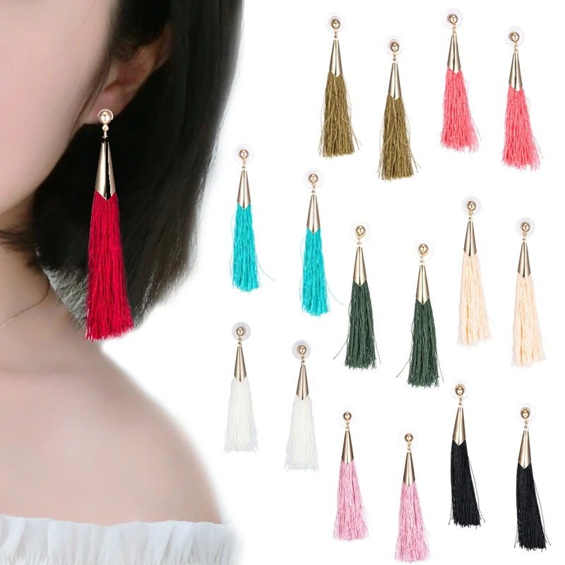 

LNRRABC 2018 горячая распродажа высокое качество 2018 длинные висячие серьги с кисточками 9 видов цветов Бесплатная доставка Свадебные гипоаллерг...