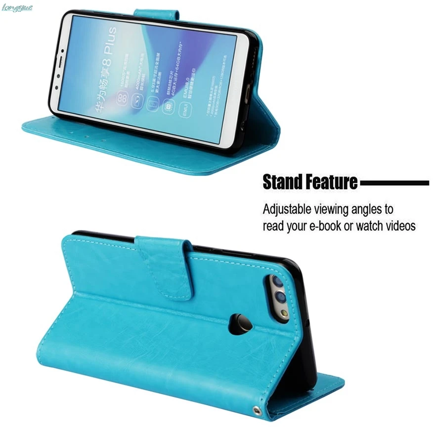 Flip Leather Case For Fundas Huawei Y9 2018 Cover sFor coque Enjoy 8 Plus 3D Owl Icon Wallet Stand Phone Cases | Мобильные телефоны