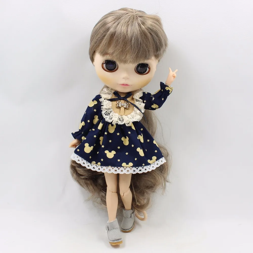 Blyth кукла ледяная личка тело коричневый синий наряд Лолита платье для девочки 1/6 игрушка подарок