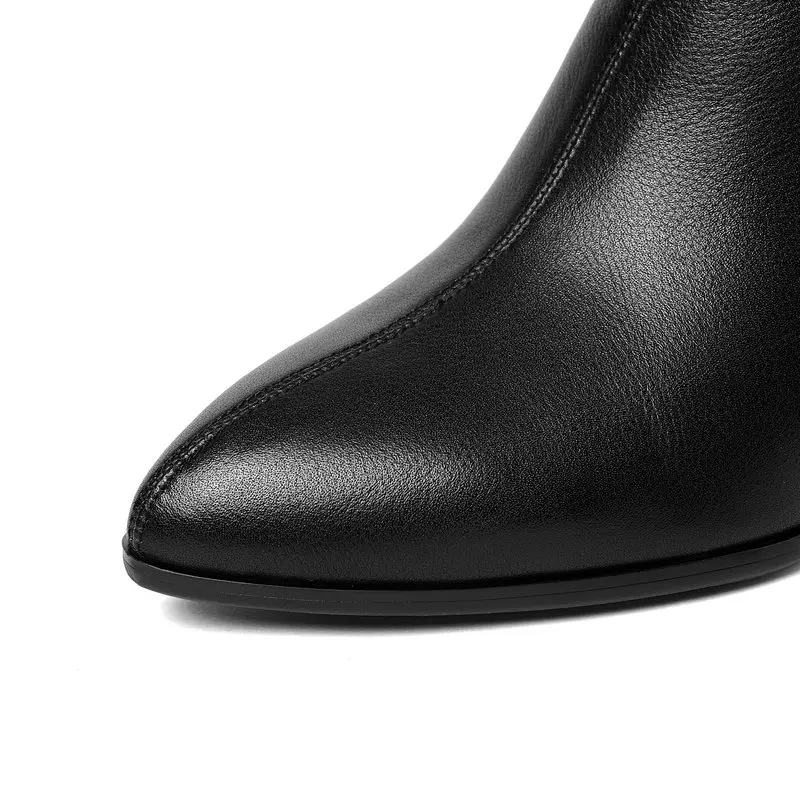 

TXCNMB 2020 Boots Women Ankle Boots Elegant Warm Winter Boots Genuine Leather Shoes Woman High Heel Chelsea Size 40 41