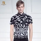 Мужская хлопковая рубашка fanzhuan, повседневная Облегающая рубашка с короткими рукавами и принтом травы, черного и белого цвета, 612051