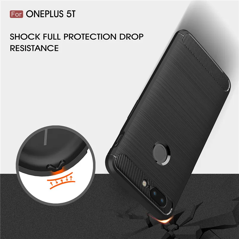 Чехол для Oneplus 5 5T мягкий силиконовый чехол из матового углеродного волокна и ТПУ 3
