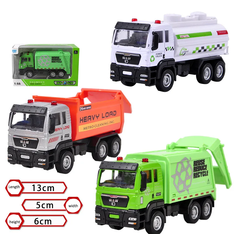 1:55 сплав городской автомобиль игрушки водный грузовик мусор модель тянущийся
