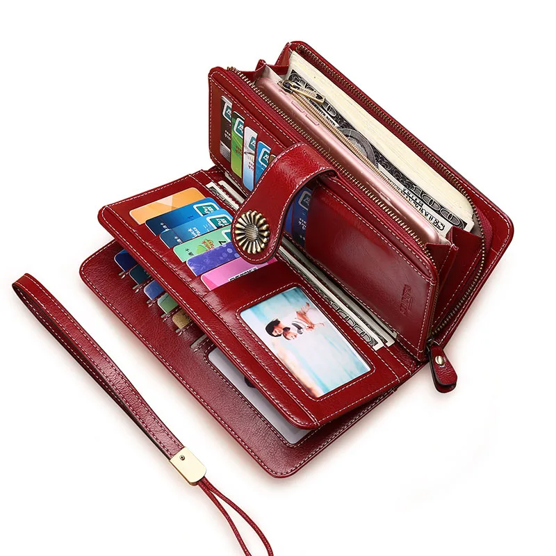 Hot Sale Women Clutch 2020 New Wallet Split Leather Female Long Zipper Purse Strap Coin For iPhone 8 | Багаж и сумки