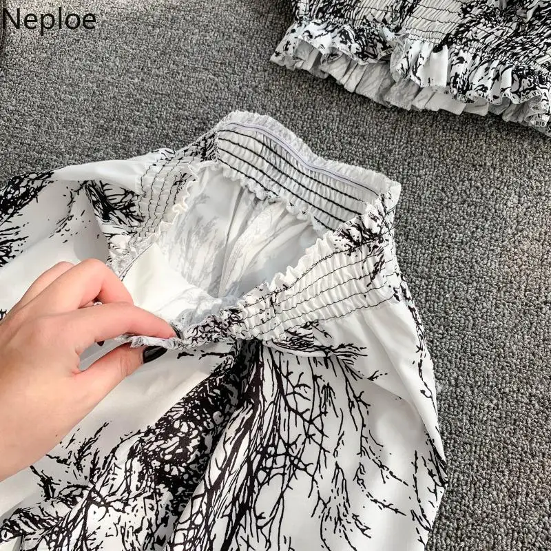 Neploe летние женские комплекты из двух предметов 2019 с цветочным принтом наряды