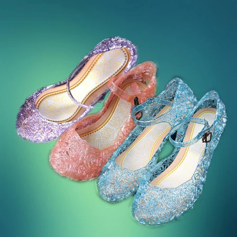 Детская обувь Эльзы, туфли принцессы русалки для девочек, принцессы Софии, детские сандалии с вырезом, туфли из ПВХ с кристаллами для малышей