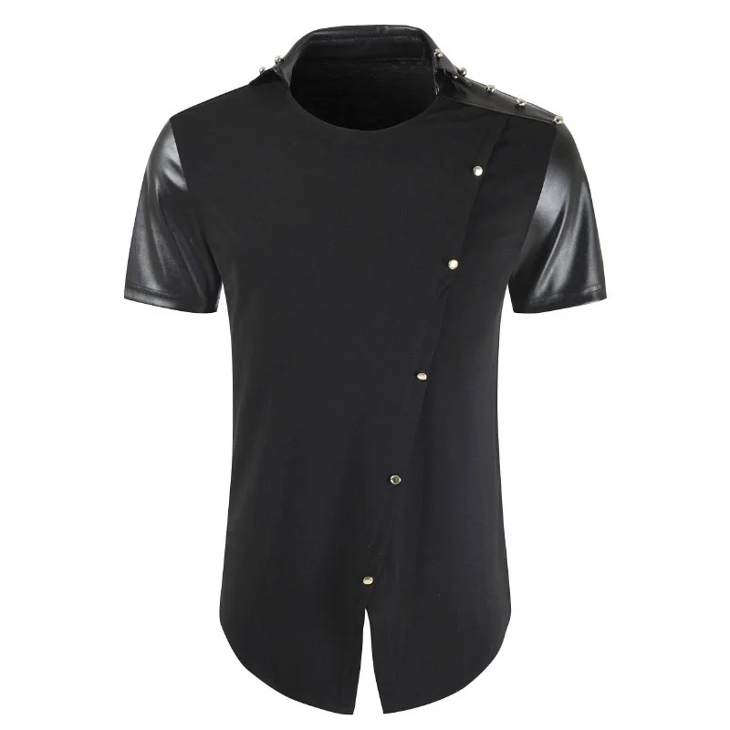Men's Short Sleeve Shirt New Design Patchwork Black Fashion Shirts | Мужская одежда