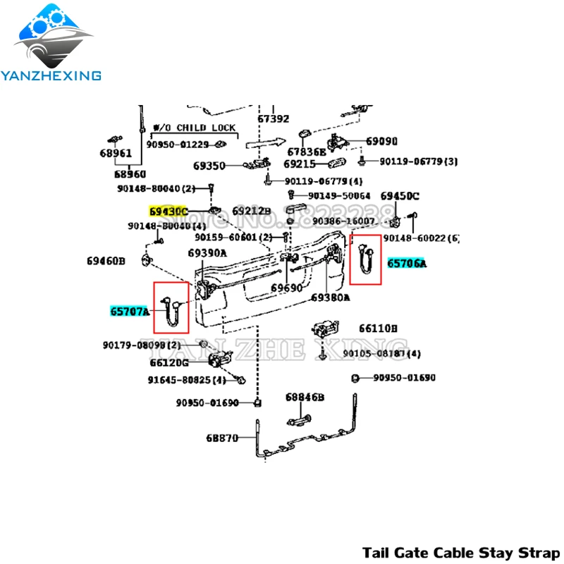 Хвост ворота кабель Stay ремень OEM: 65706 60021 для Toyota LAND CRUISER 100 серии 1998 2007 LEXUS LX470 1999 2005