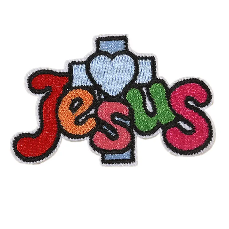 Вышивка нашивка с надписью Jesus Cross прошитая железными нашивками Бейджи для сумки