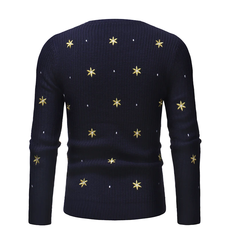Демисезонный Для Мужчин's свитер Slim Fit Личность Круглый воротник; модные повседневные мужские свитера