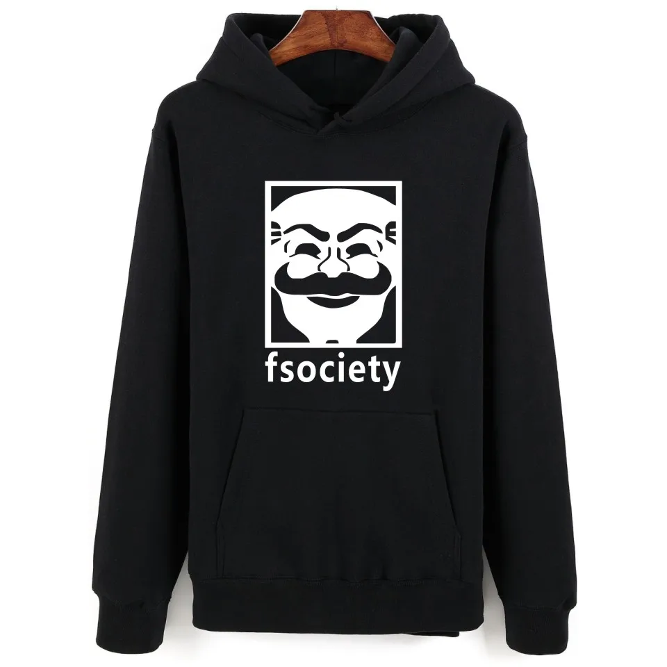 Хит мужская толстовка с капюшоном Mr Robot серая черная в стиле хип хоп зимняя теплая
