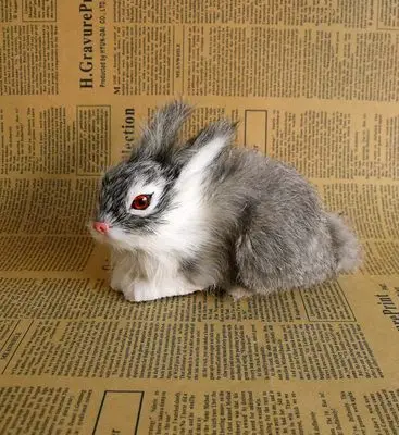 

simulation gray rabbit model,14x10cm prone rabbit,polyethylene& fur rabbit handicraft,home Decoration toy Xmas gift b3643