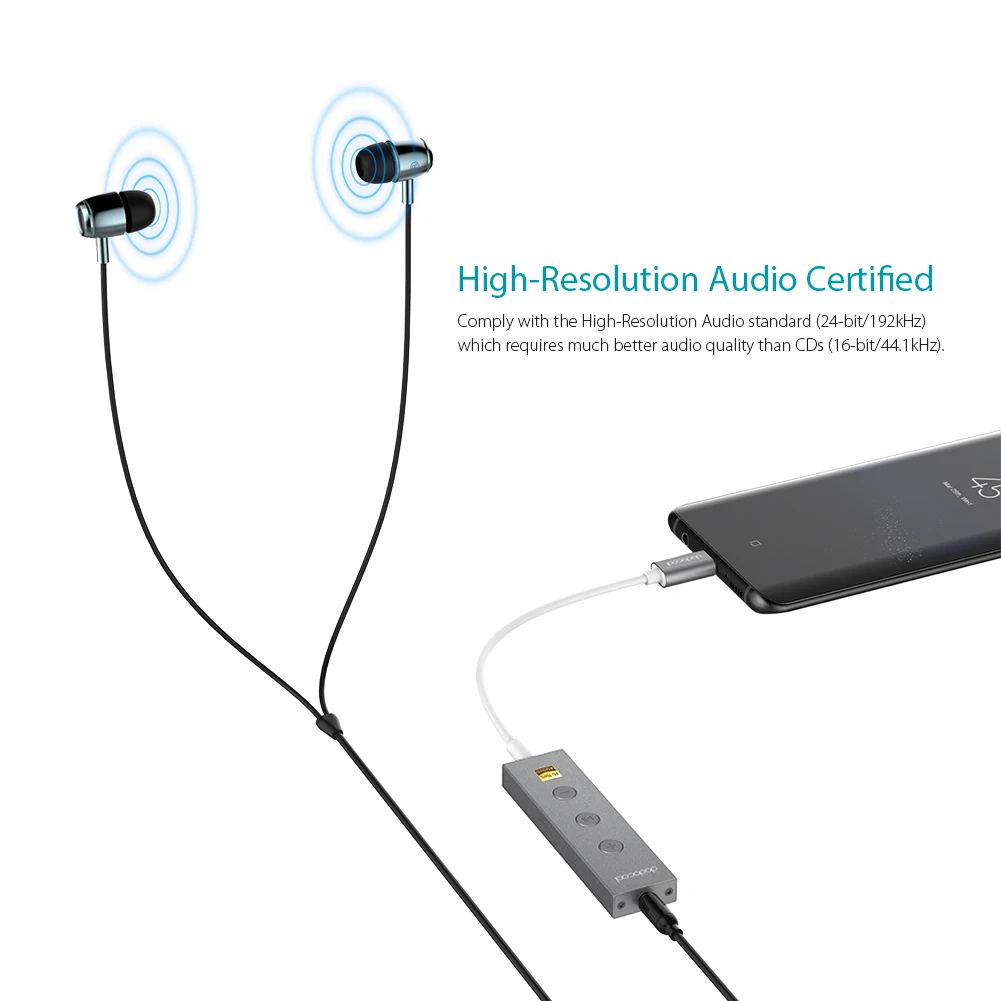 Dodocool Сертифицированный Hi-Res Lightning/USB-C до 3,5 мм аудио разъем для наушников адаптер для наушников 3,5 мм преобразователь для наушников Встроенный пульт дистанционного управления