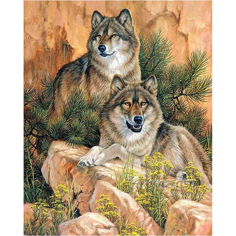 

YIKEE diamond painting Two wolves,mosaic diamond painting,diamont painting complet K450
