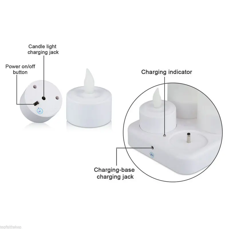 Набор из 12 матовый Перезаряжаемые беспламенного светодиодные Чай Светильник