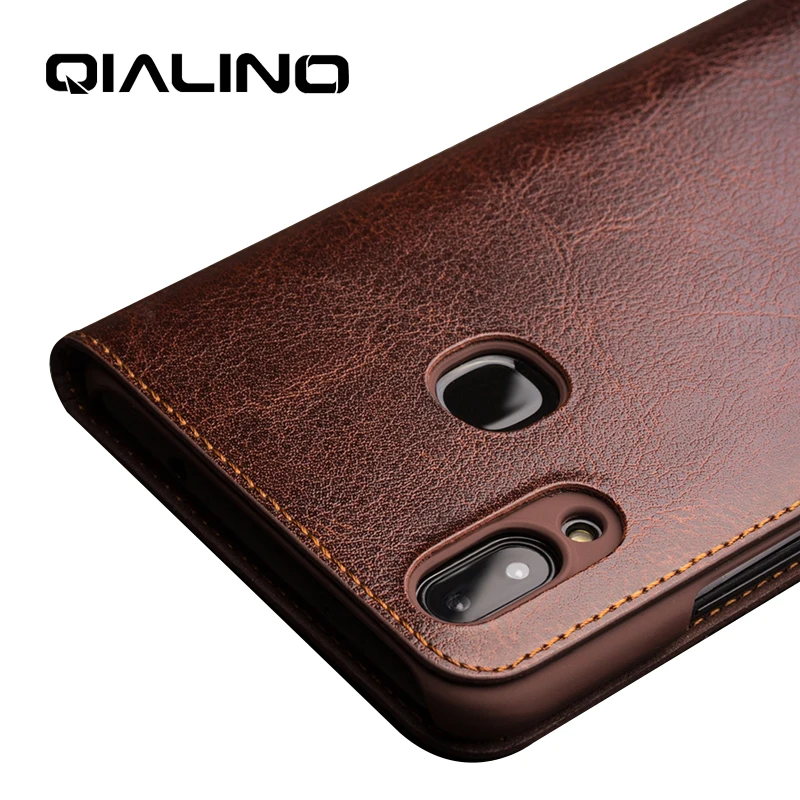 Стильный чехол-книжка QIALINO из натуральной кожи для Vivo X 21 роскошный чехол ручной