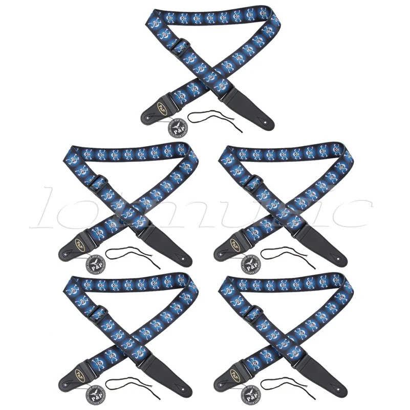 5 шт. синий гитарный ремень полиэстер кожа класса мягкий для электроакустической