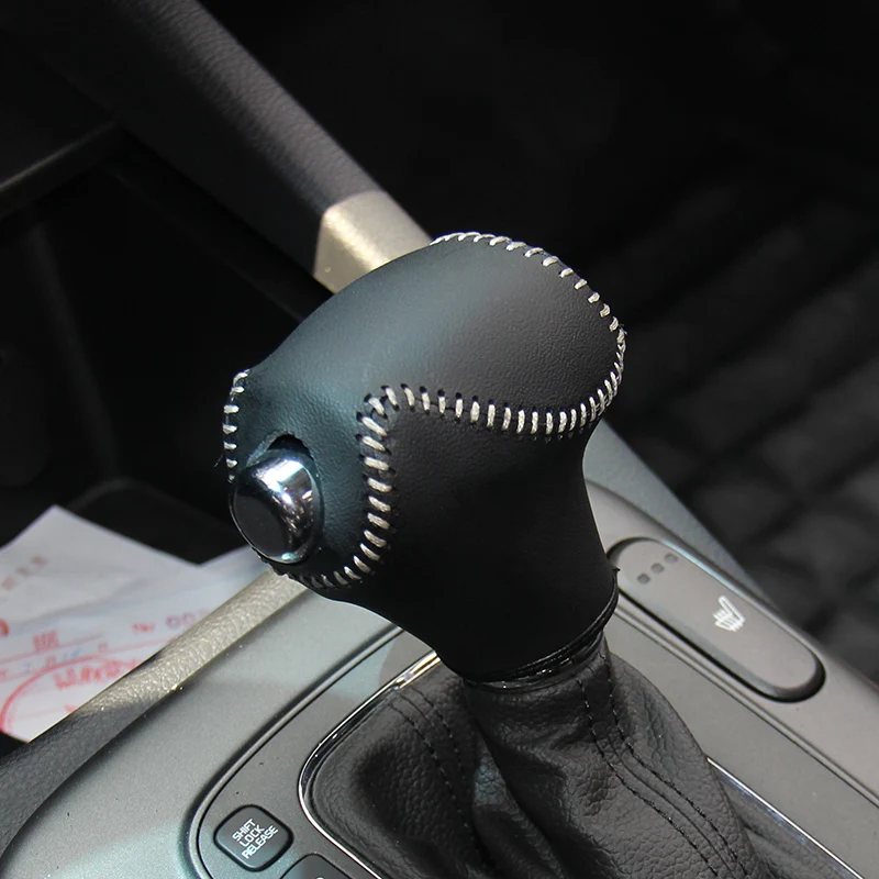 

Case ppc Nappa Leather shift knob cover For Kia K3 AT car cover on the gear shift knob Natural leather gear stick cpr pen