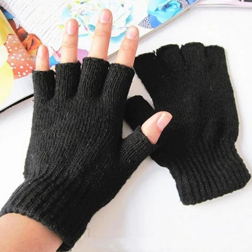 Фото 1 Пара Мужчины Женщины Перчатки Зимние Теплые Варежки Black Stretch Трикотажные knitted 1 Пара Мужчины Женщины Перчатки Зимние Теплые Варежки Black Stretch Трикотажные knitted