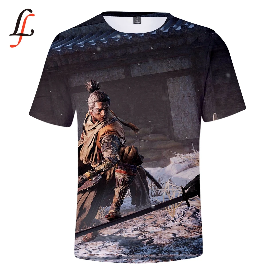 Футболка SEKIRO с принтом теней умирает дважды Повседневная рубашка круглым