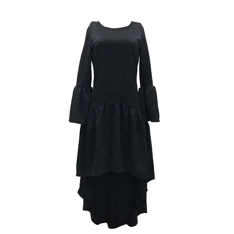 

Africa Clothing Autumn Women Dress Long Butterfly Sleeve O-Neck Maxi Irregular Dress Solid Black White Red Bodycon Elegent Party