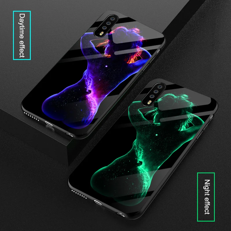 Чехол со светящимся стеклом для Huawei P20 Pro P9 P10 Plus сексуальный светящийся чехол