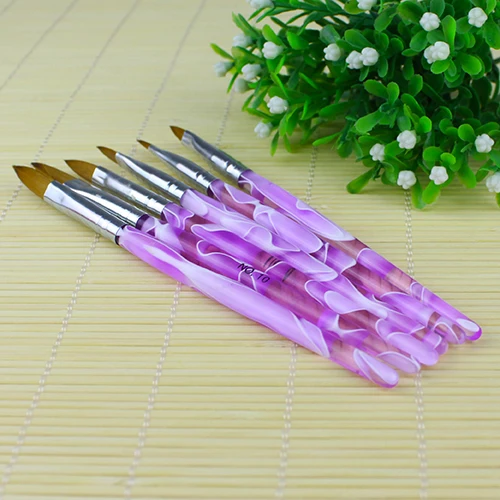 6 Шт. Фиолетовый Профессиональная УФ-Гель Кисть Nail Art Декорация Живопись Набор