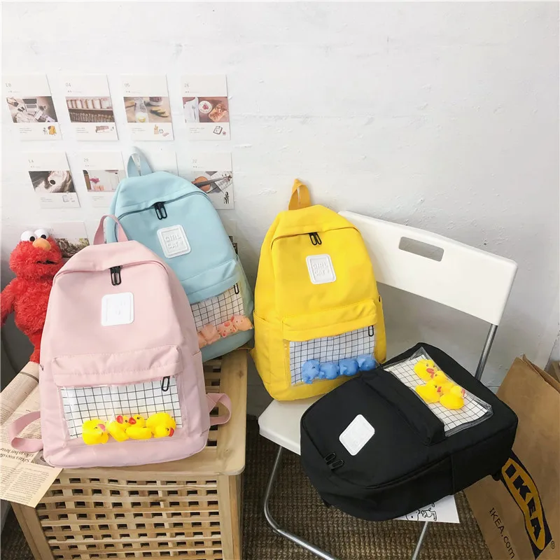 Harajuku Duck Прозрачный женский рюкзак, студенческий рюкзак для путешествий, школьные сумки для девочек, дизайнерские рюкзаки для женщин, высокое качество