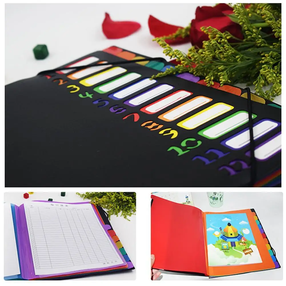 New Listing Rainbow Multi-Page Classification Folder Holder Storage Bag Portfolio Office Learn Good Helper A4 PP File Folder