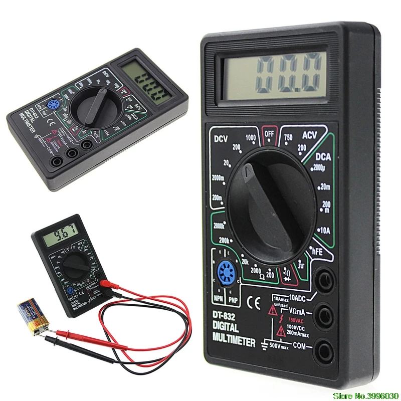

NEW Professional DT832 Digital Multimeter LCD DC AC Voltmeter Ammeter Ohm Tester