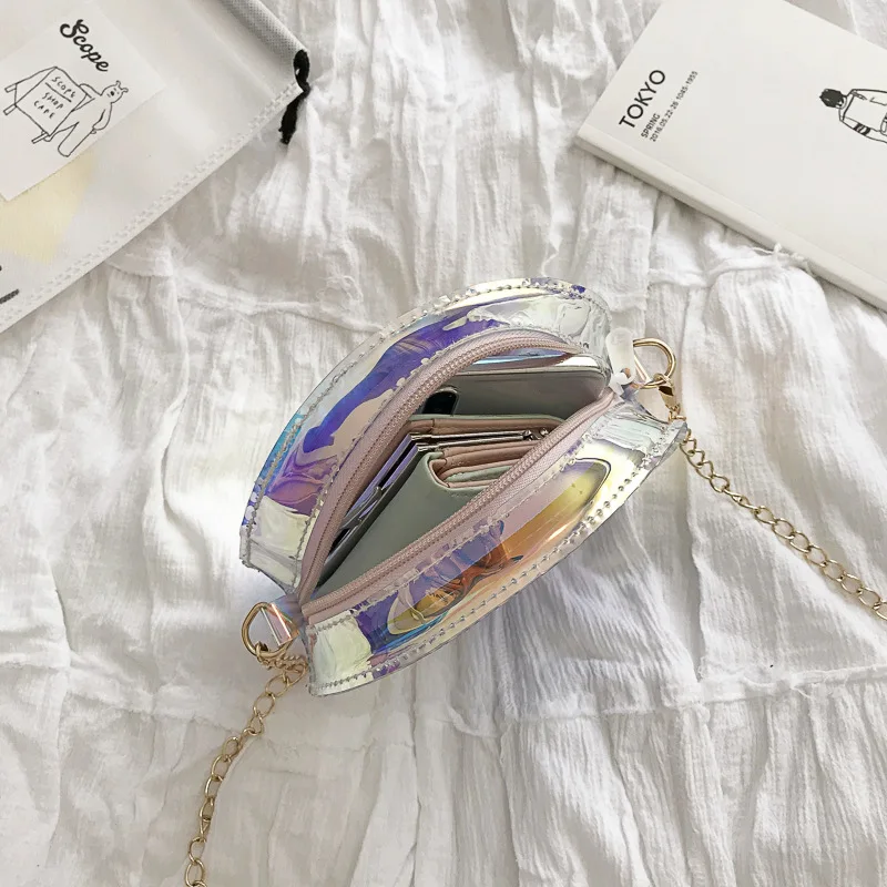 

Transparent Small Bag Female 2019 Summer New Laser Personality Portable Small Round Bag Chain Shoulder Messenger Bag ZY0269