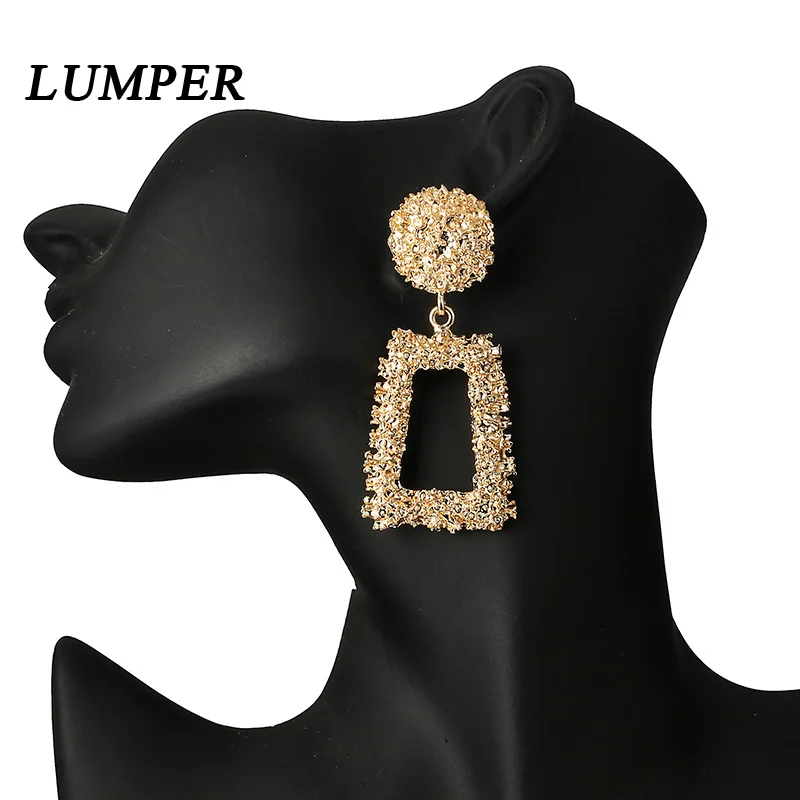 LUMPER большие Винтажные серьги для женщин золотого цвета геометрические Эффектные