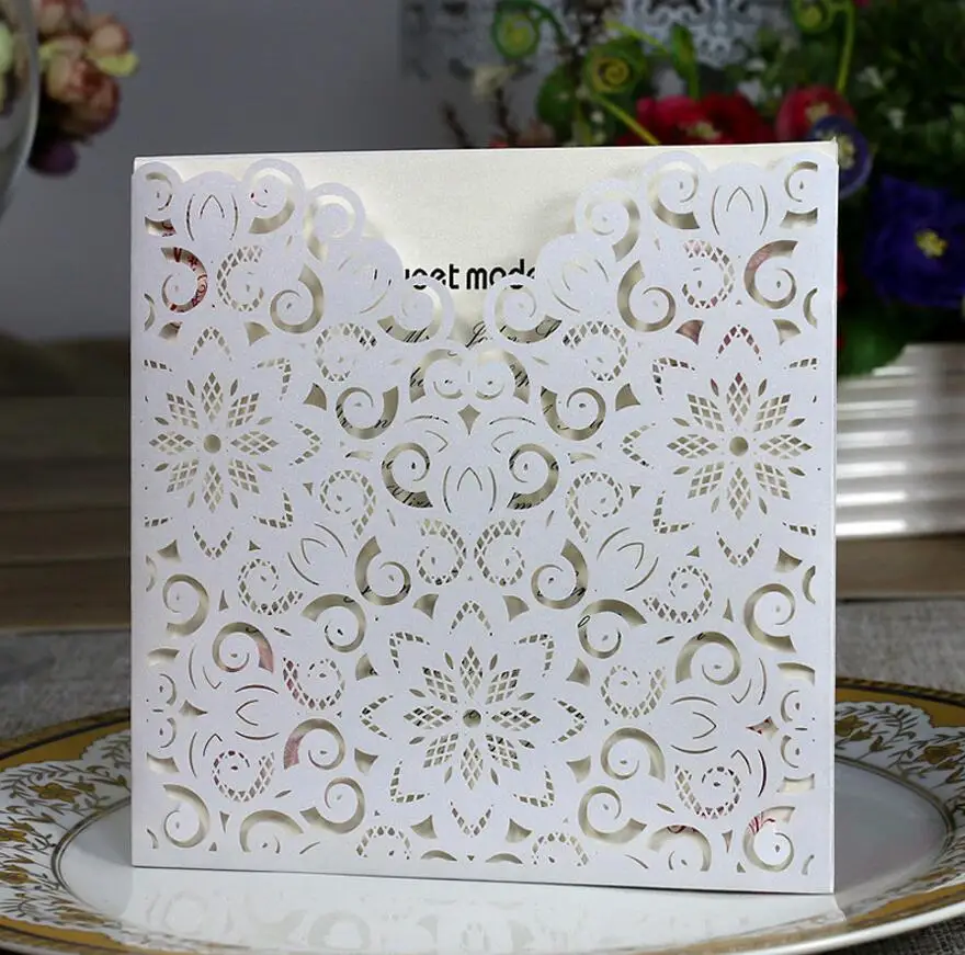 100 шт. кружевные открытки приглашения для свадебной вечеринки|cards for wedding|flower cardscard