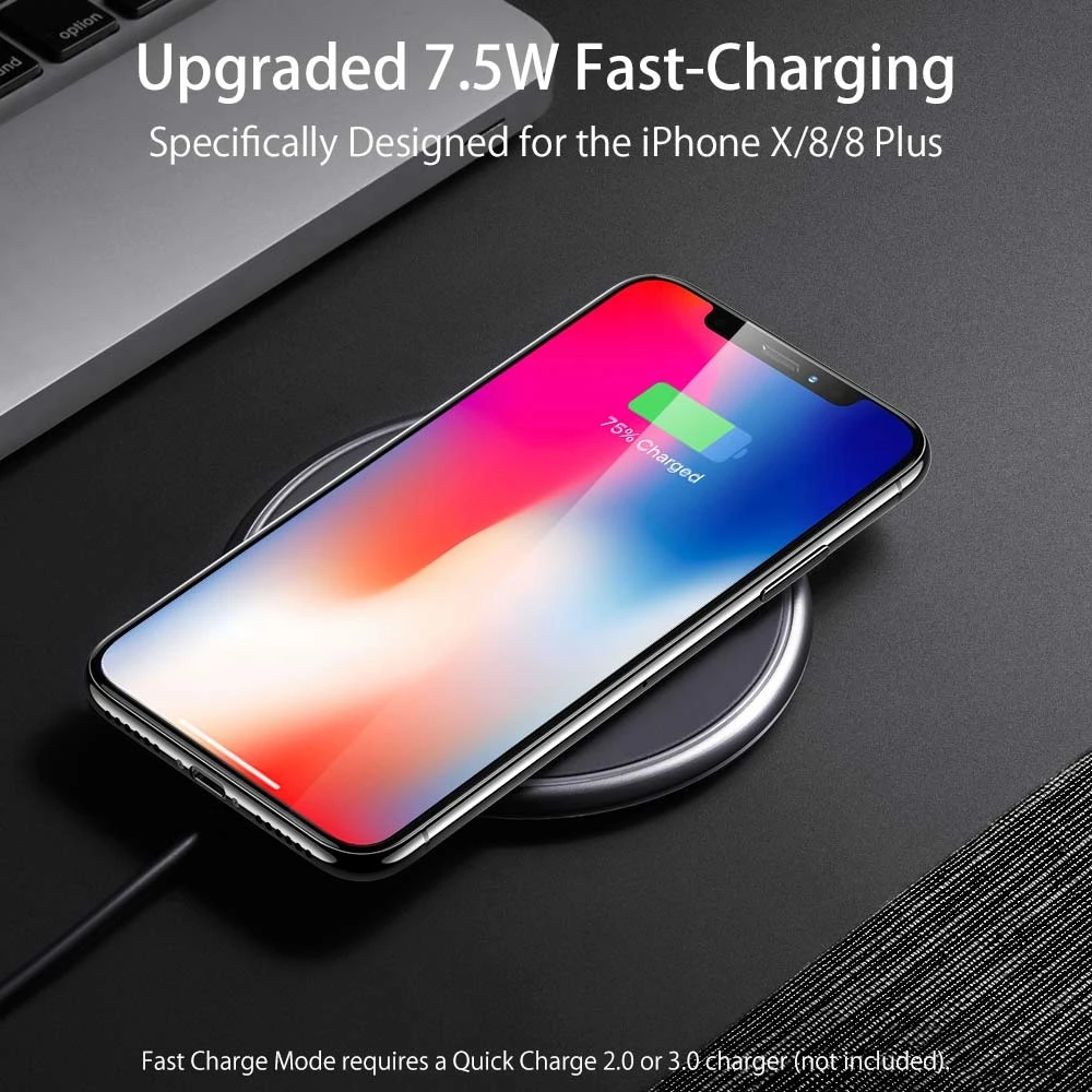 

HAWEEL7.5W Fast Charge Qi Standard Tidal Wireless Charger For iPhone, Galaxy, Huawei, Xiaomi, LG, HTC and Other Smart Phone