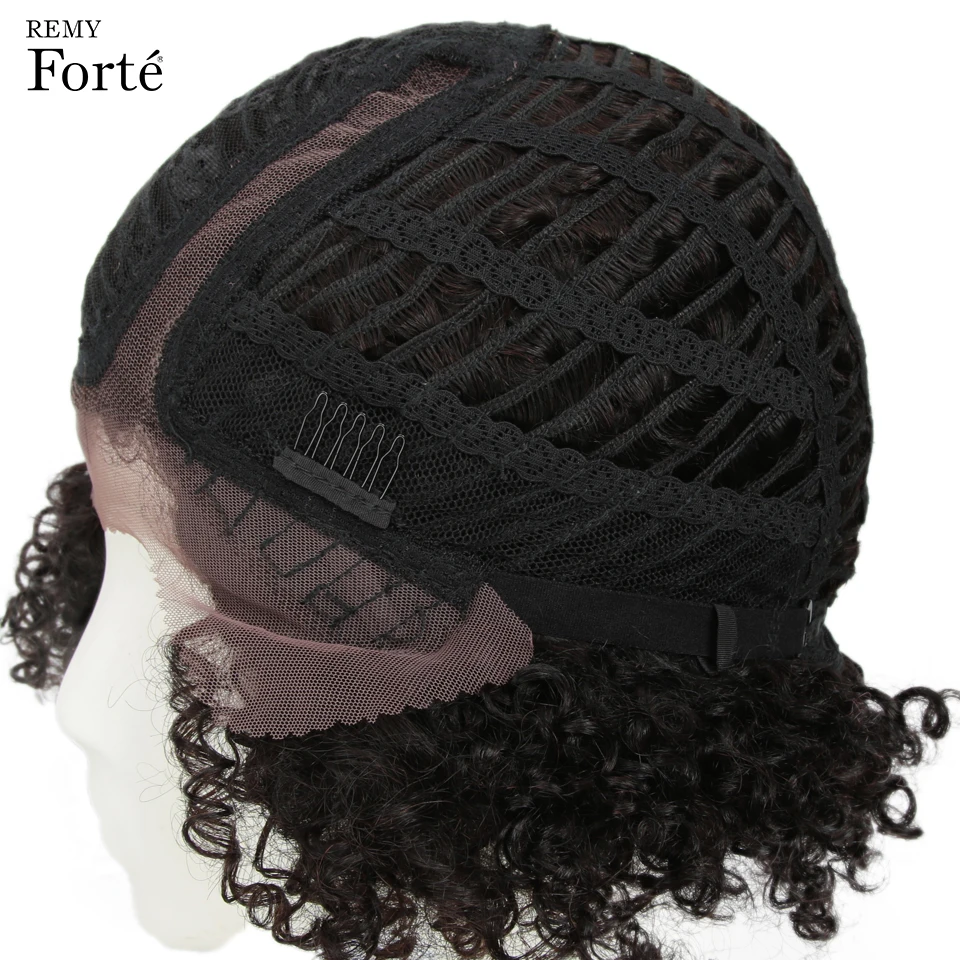 Remy Forte парики из натуральных волос на кружеве вьющиеся настоящие короткие