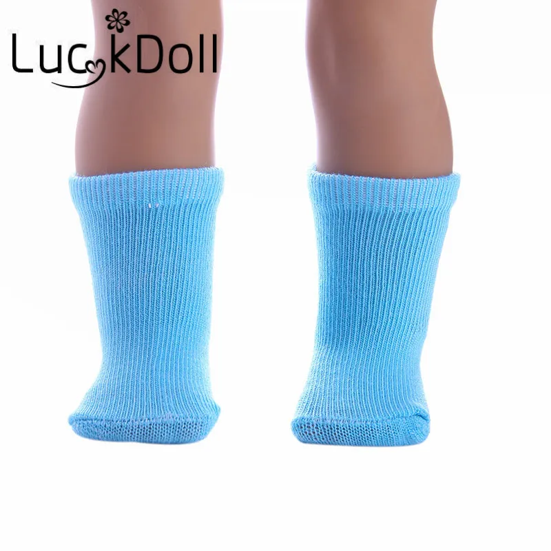 Однотонные носки трубы среднего размера LUCKDOLL белые подходят для куклы реборн 18
