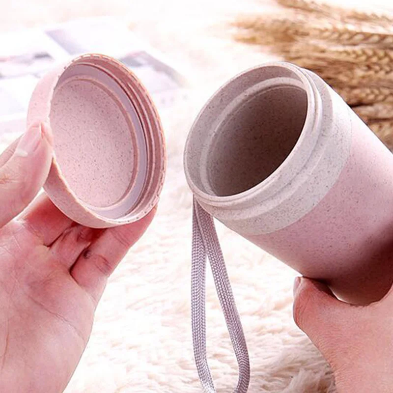 Coffee Cup Green Glass Nordic Blue Wheat Straw Mug Handy Insulated Drinkware Flour Travel Outdoor | Дом и сад