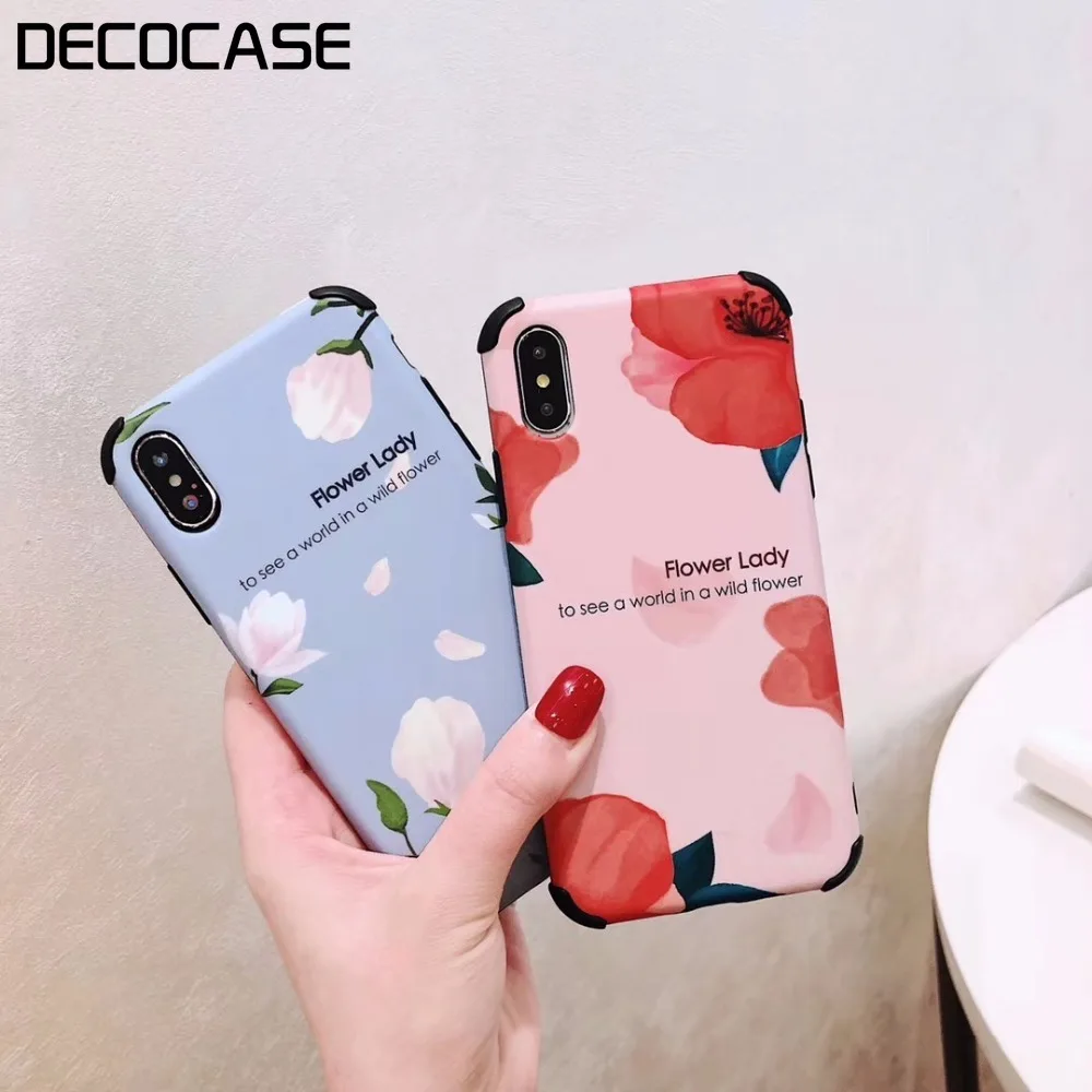 DECOCASE красивый цветок синий розовый Силиконовый защитный для женщин девочек