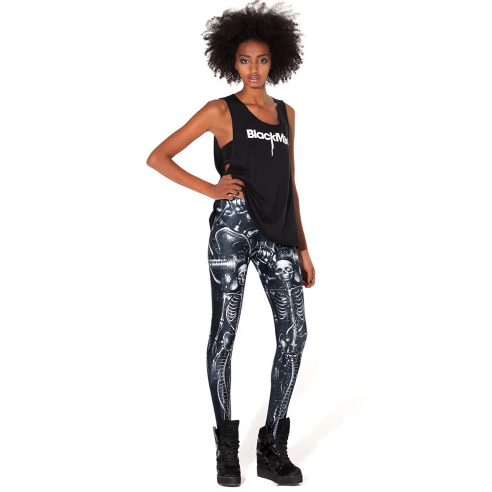 Леггинсы FCCEXIO женские с 3D принтом весенние модные штаны для фитнеса в стиле панк