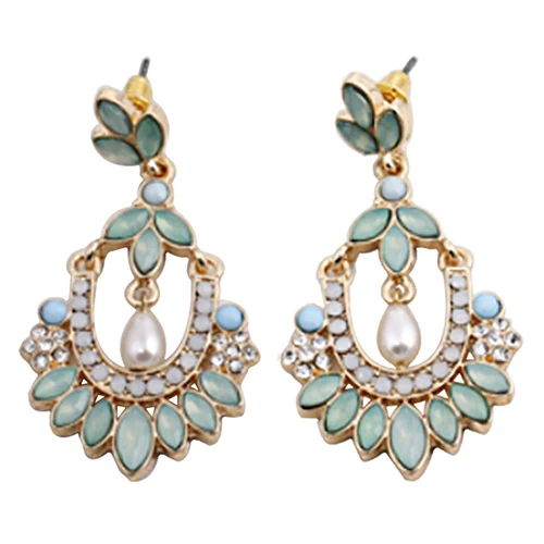 Women Flower Chandelier Earrings Acrylic Rhinestone Faux Pearl Ear dangle Jewelry new | Украшения и аксессуары