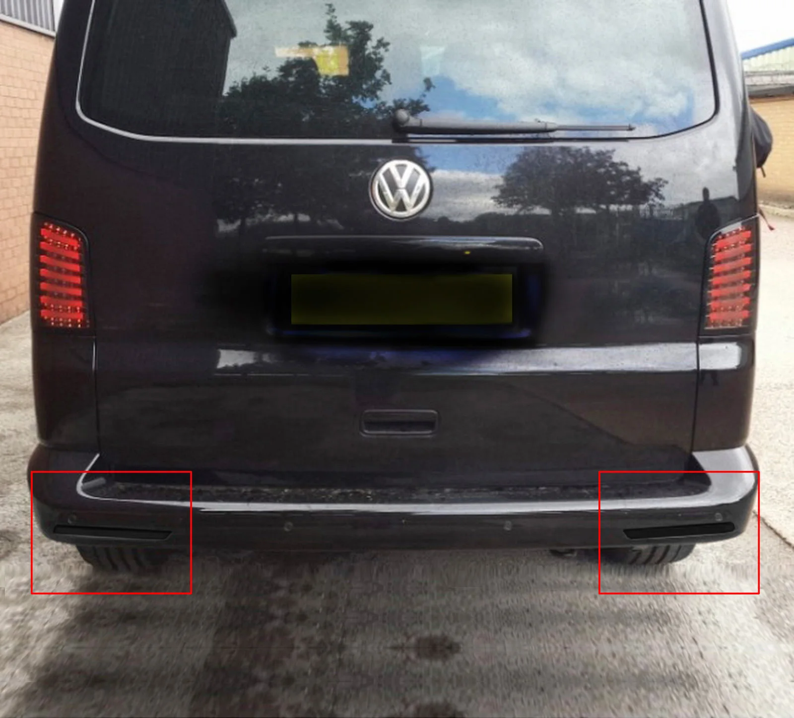 ANGRONG черные линзы светодиодный задний бампер отражатель свет для VW T5 транспортер