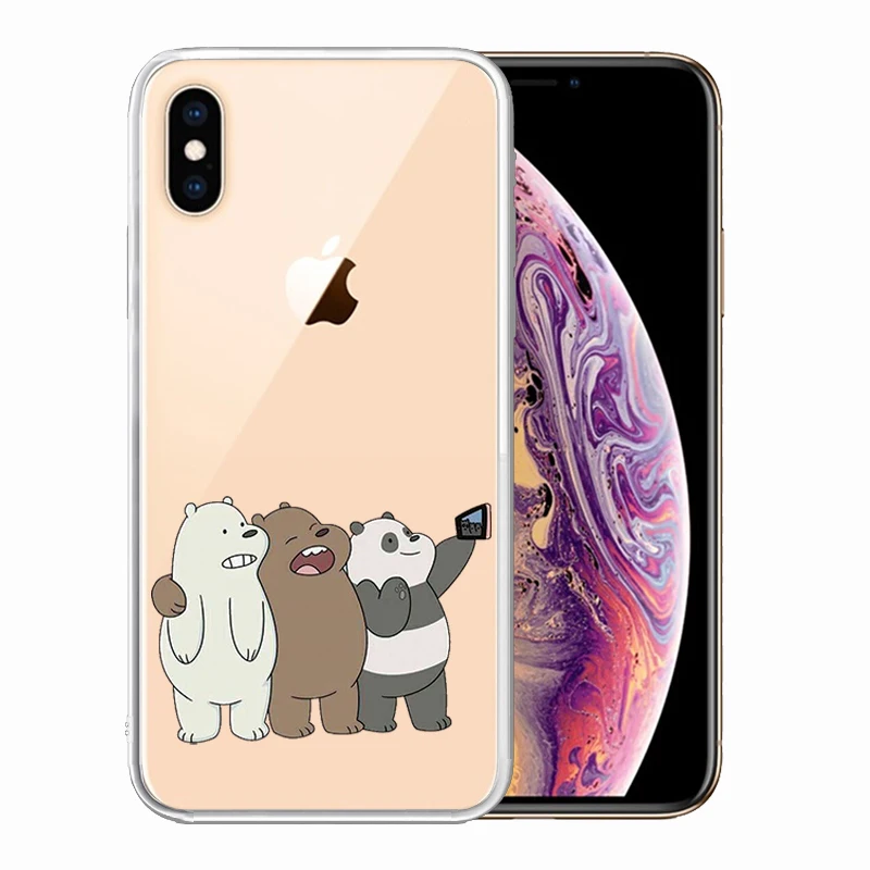 Soft Silicone Clear TPU Case for iPhone 11 Pro Max XS XR X 8 Plus 7 6S 5S 5 SE Durable We Bears Cover |