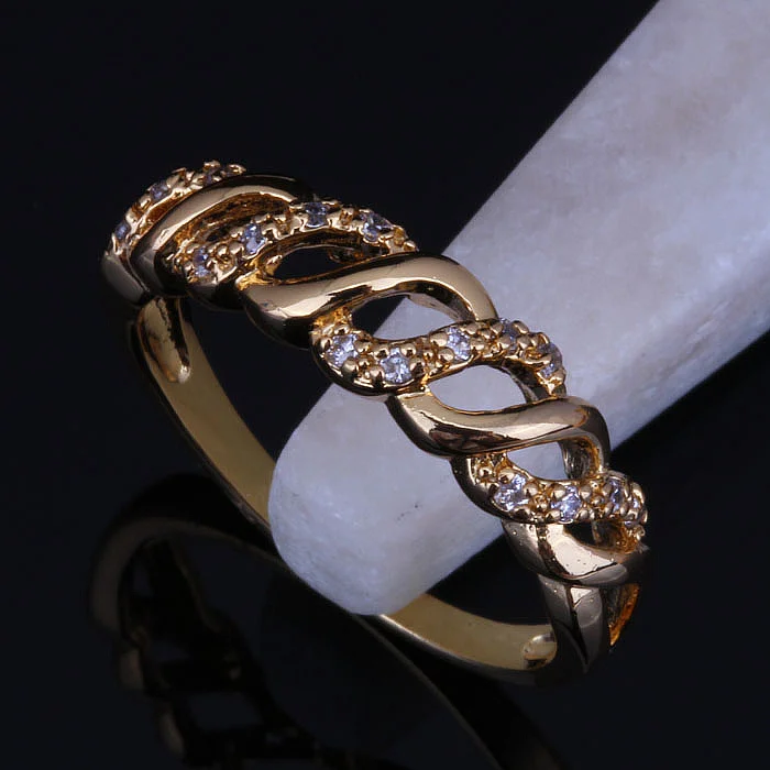 Женское кольцо Любовный монолог тонкий белый Фианит желтое золото размер 5 5/6 5/7 5/8