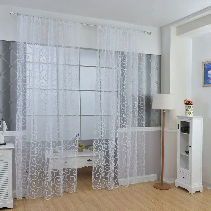 B white100x200cm Новинка, разные размеры, тюлевые занавески на окно для гостиной, спальни, кухни, современные оконные цветные занавески из вуали, новые - Цвет: B white100x200cm