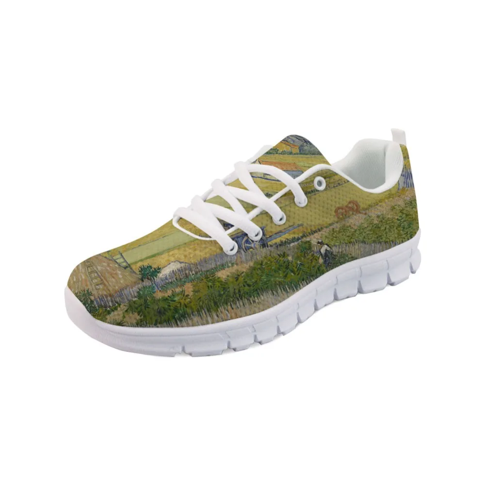 Кроссовки женские дышащие удобная обувь на плоской подошве с масляным принтом