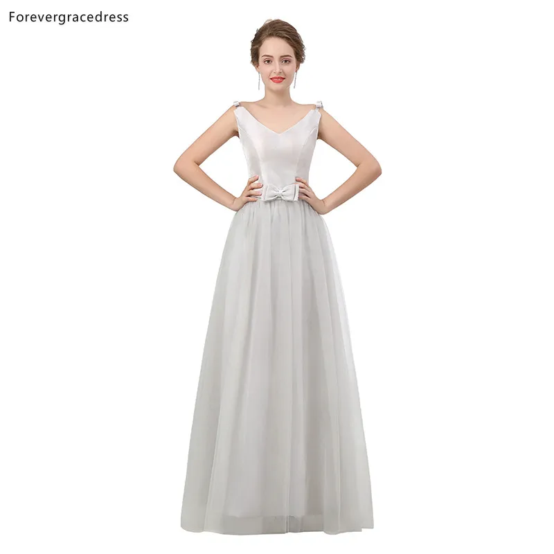 Белое платье подружки невесты Forevergracedress модель 2019 года ТРАПЕЦИЕВИДНОЕ без